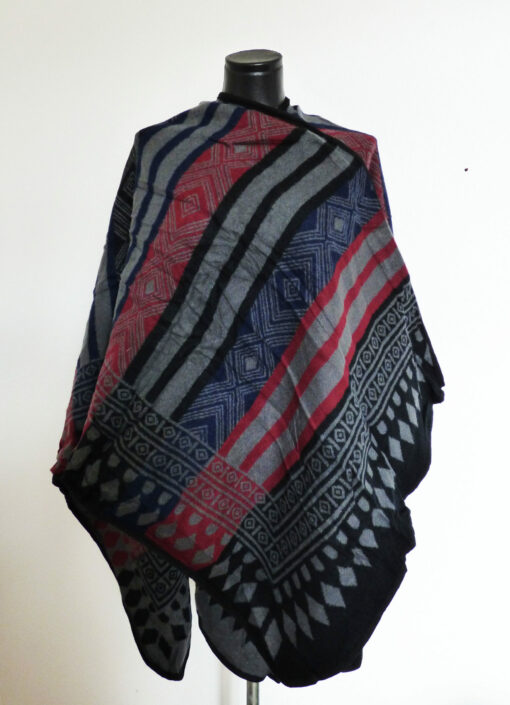 Poncho Gris Réversible avec motif