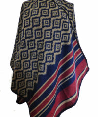Poncho Bleu & Bordeaux