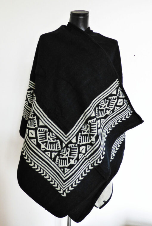 Poncho Noir & Gris Réversible