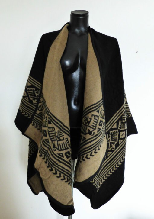 Poncho Noir & Marron Réversible – Image 2