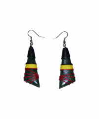Boucles d'oreilles Bois Vert fil Jaune & Rouge