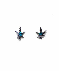Boucles d'oreilles Feuilles Strass Bleu