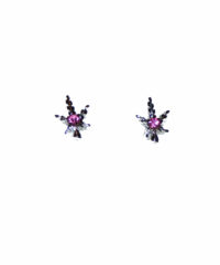 Boucles d'oreilles Feuilles Strass Rose