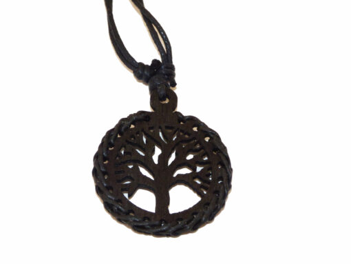 Collier Bois Arbre de Vie Noir