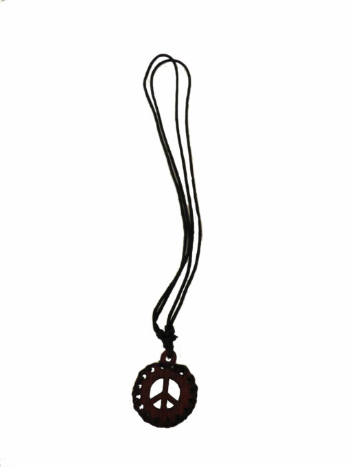Collier Bois Peace & Love Marron – Image 2