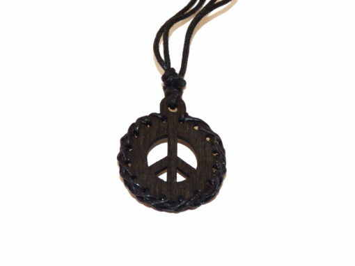 Collier Bois Peace & Love Noir