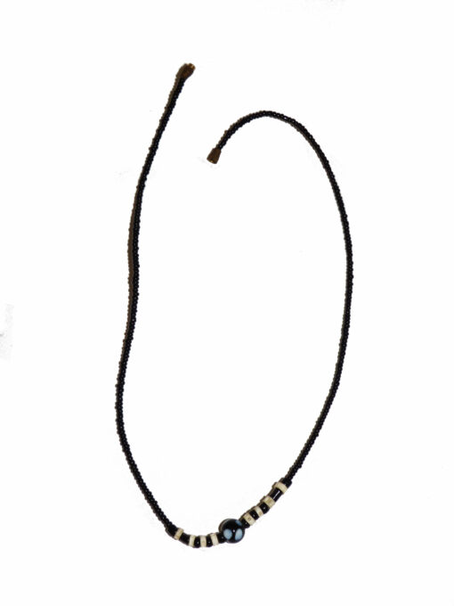 Collier Perle Pendentif Noir & Blanc