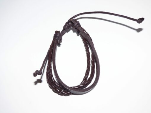 Bracelet Cuir et Simili tressé Marron