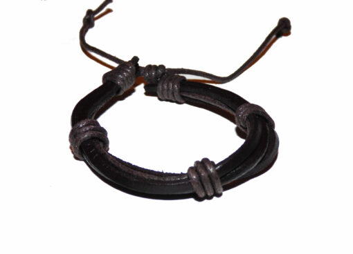 Bracelet Cuir Fil et Simili Marron