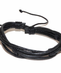 Bracelet Cuir et Fil Noir