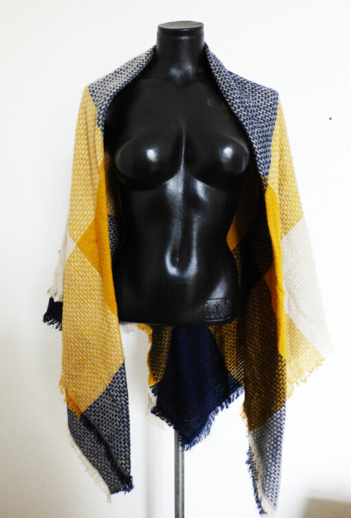 Grand Foulard Moutarde & Bleu – Image 2