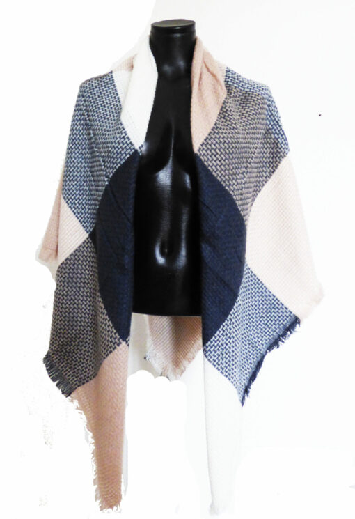 Grand Foulard Saumon & Gris Anthracite – Image 2