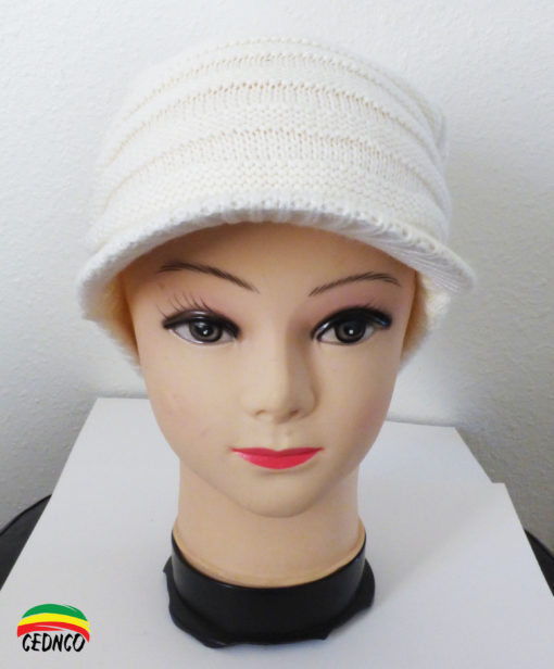Bonnet blanc cassé avec visière