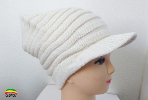 Bonnet blanc cassé avec visière – Image 2