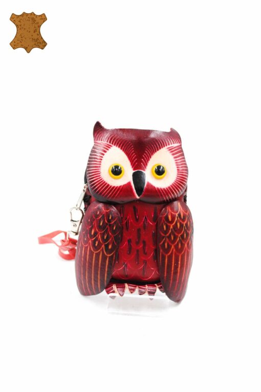 Porte Monnaie Cuir Hibou
