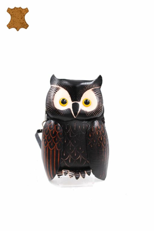 Porte Monnaie Cuir Hibou