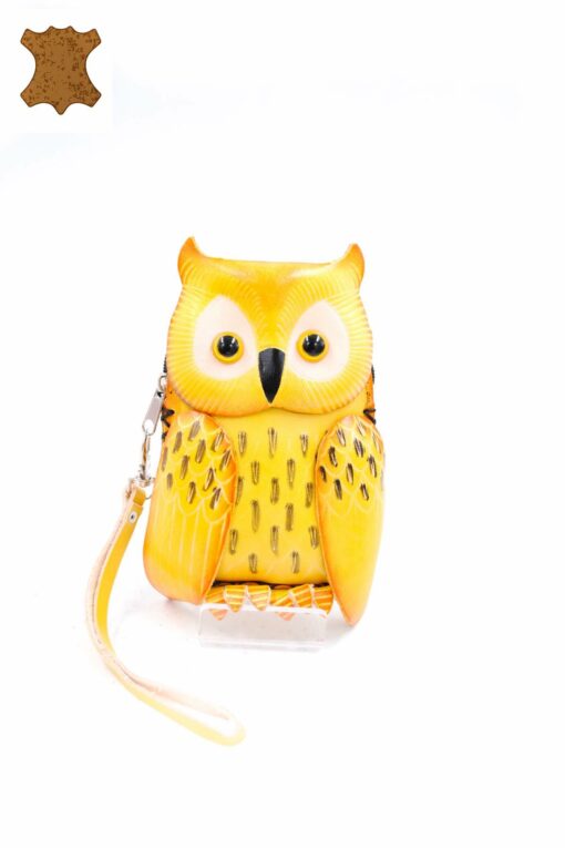 Porte Monnaie Cuir Hibou