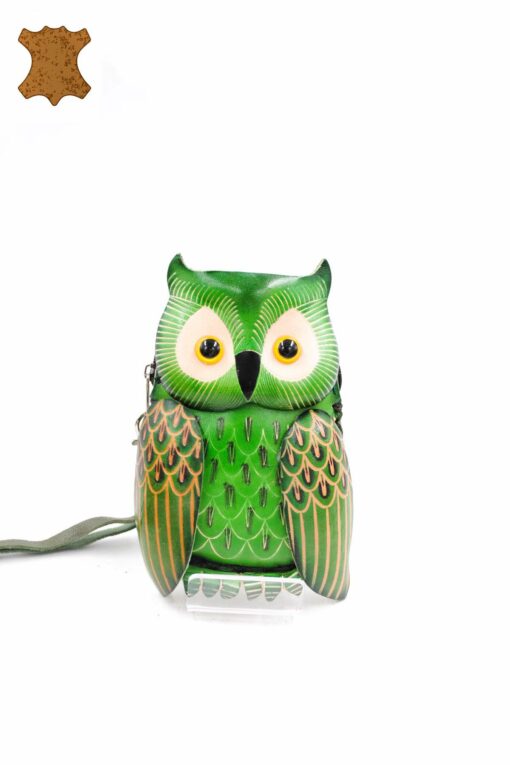 Porte Monnaie Cuir Hibou
