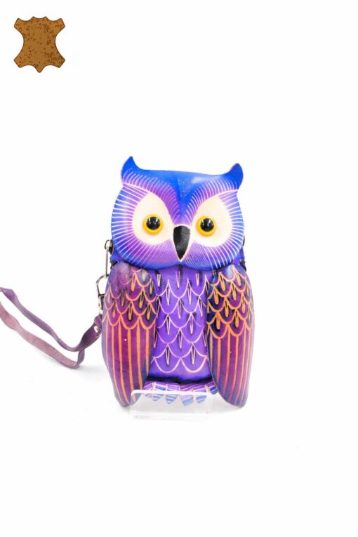 Porte Monnaie Cuir Hibou