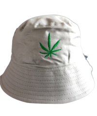 Bob Gris Brodé Feuille Verte