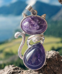 Pendentif Chat en pierre naturelle